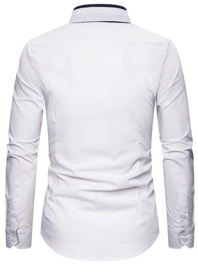 Lapel Color Block Enkelknäppt Slimmad Skjorta För Män