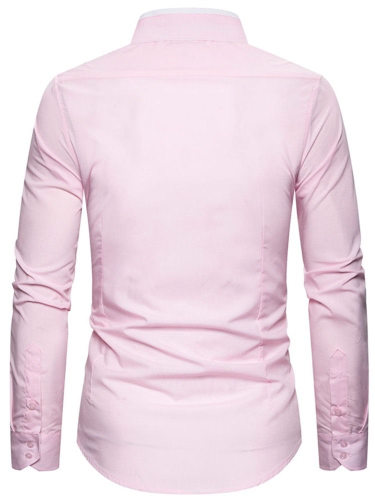 Lapel Color Block Enkelknäppt Slimmad Skjorta För Män