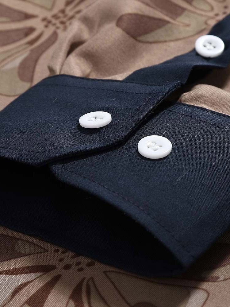 Lapel European Color Block Enkelknäppt Slimmad Skjorta