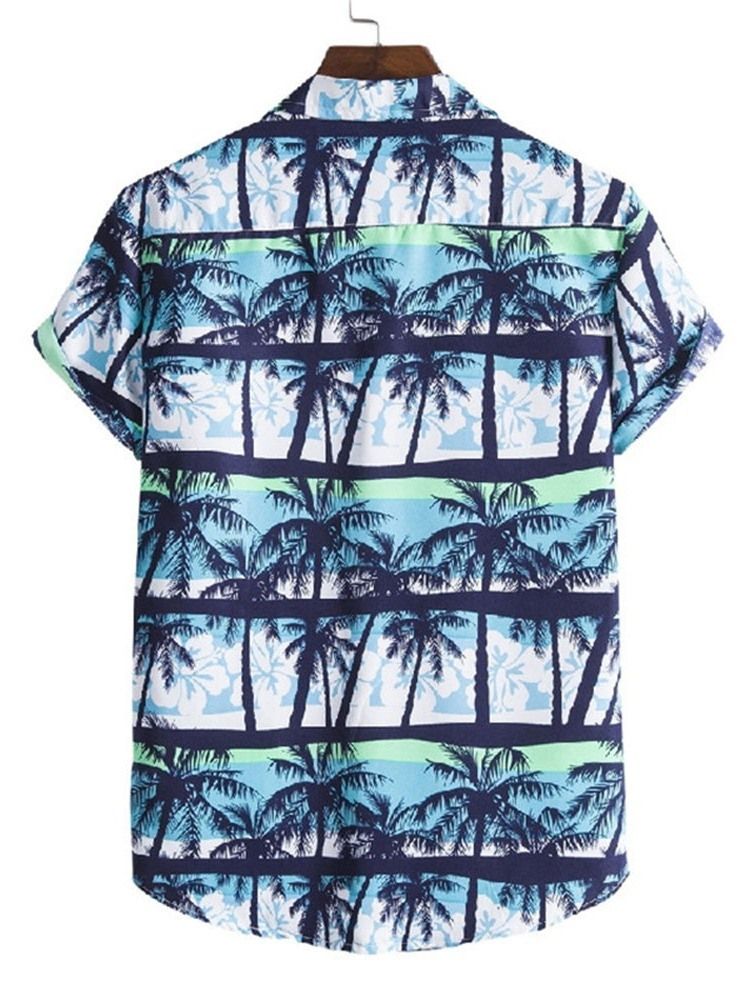 Lapel European Floral Single Breasted Slim Shirt För Män
