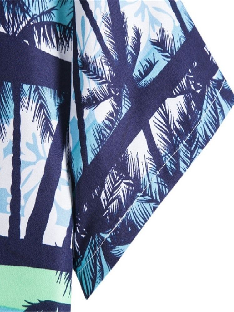 Lapel European Floral Single Breasted Slim Shirt För Män