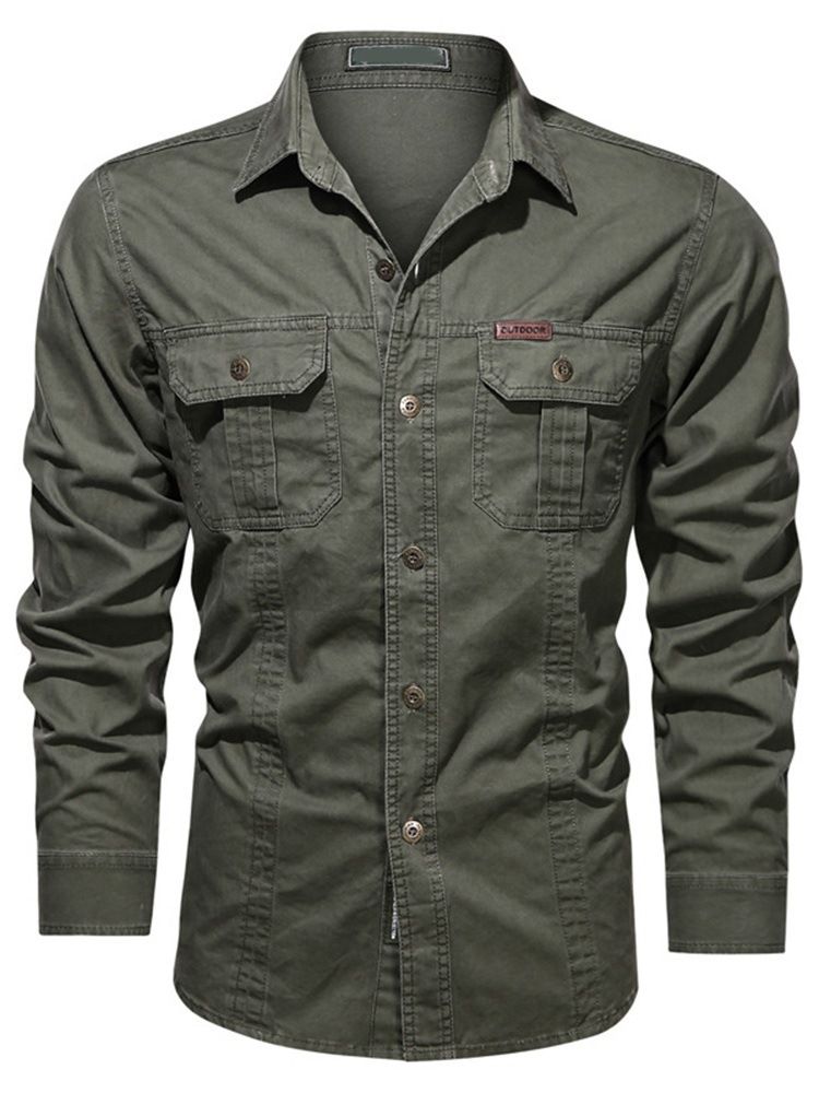 Lapel European Pocket Fall Slim Shirt