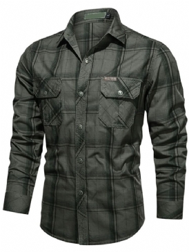 Lapel European Pocket Slim Enkelknäppt Skjorta