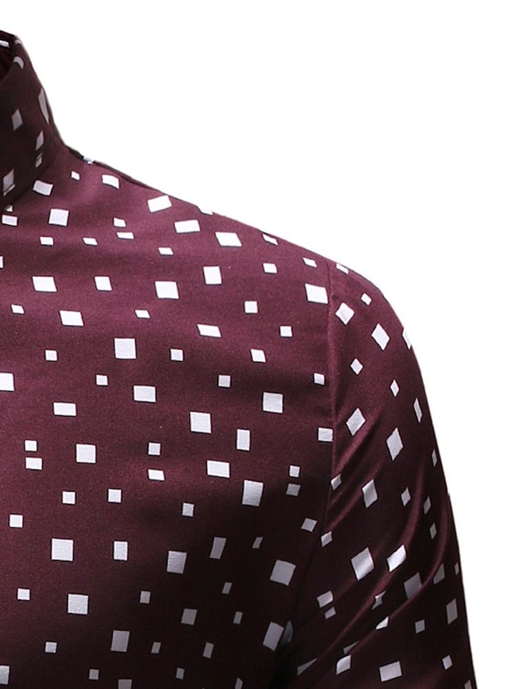 Lapel Geometriskt Tryck Våren Slimmad Skjorta