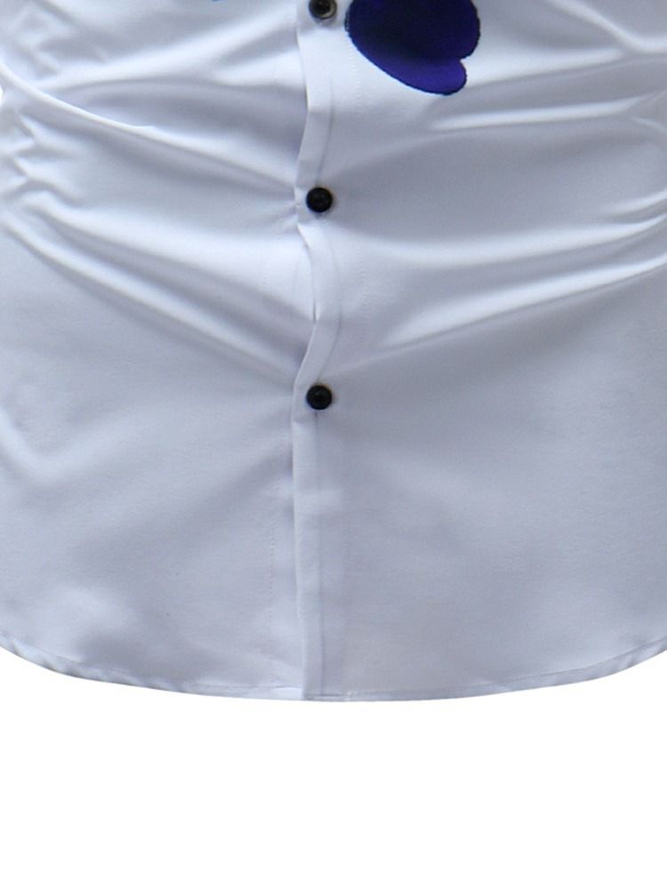 Lapel Ol Print Slim Sommarskjorta