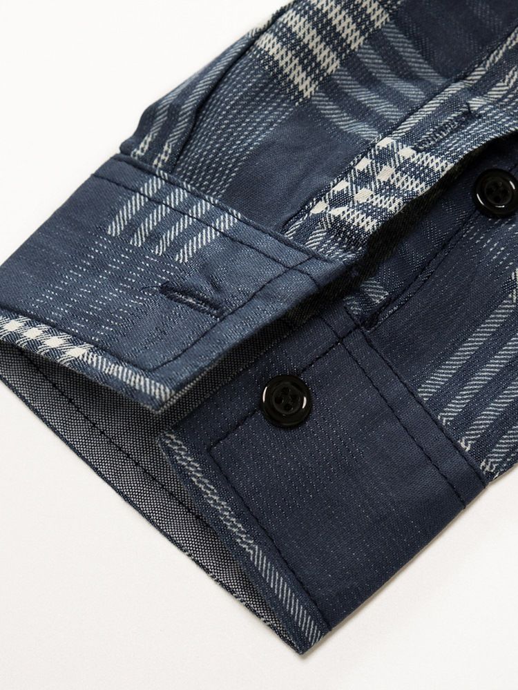 Lapel Pläd Slim Herrskjorta