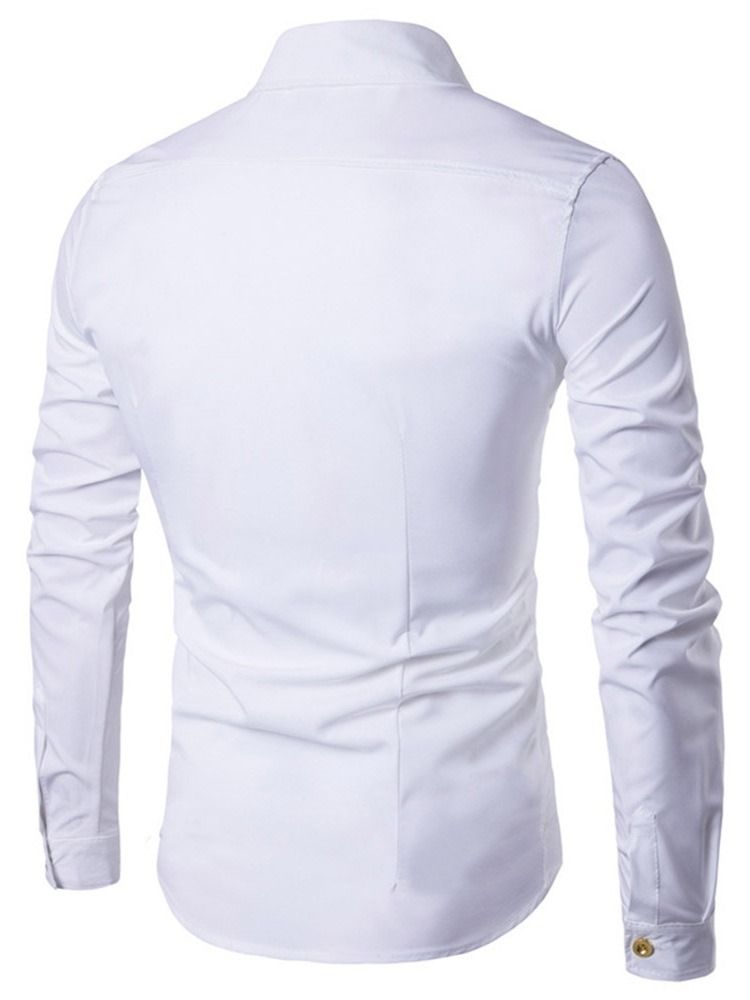 Lapel Plain Button Dubbelknäppt Herrskjorta