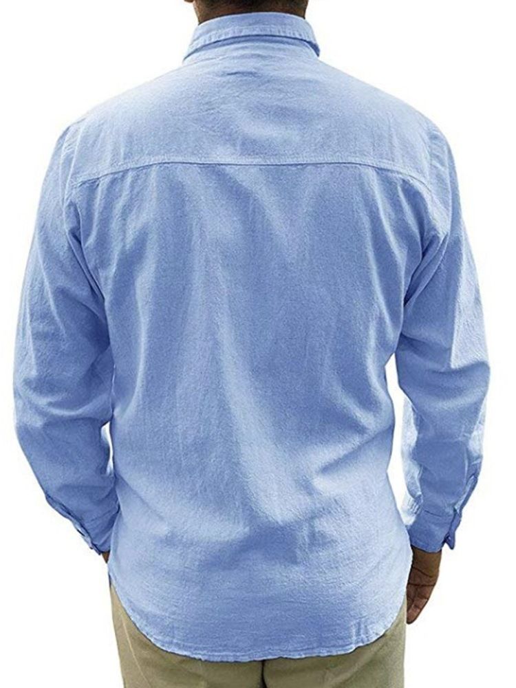 Lapel Plain Button Fall Enkelknäppt Skjorta