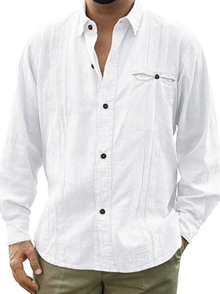 Lapel Plain Button Fall Enkelknäppt Skjorta