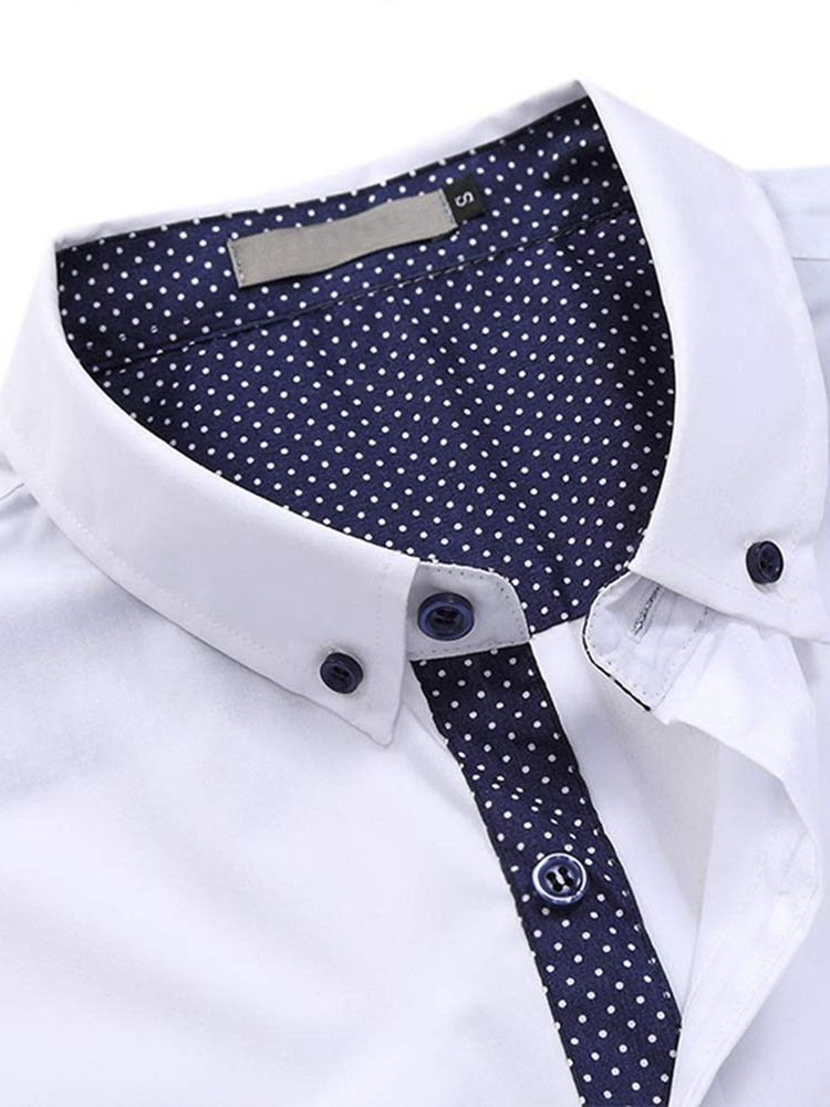 Lapel Pocket Ol Slim Enkelknäppt Skjorta För Män