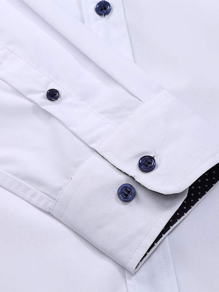 Lapel Pocket Ol Slim Enkelknäppt Skjorta För Män
