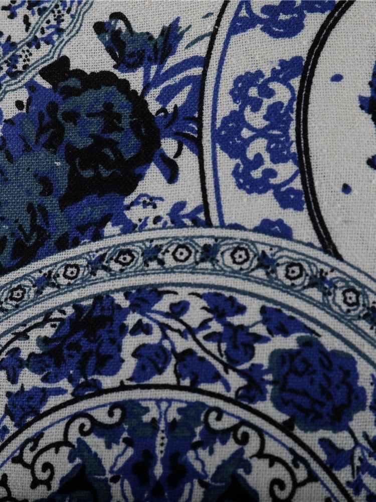 Lapel Print Casual Enkelknäppt Herrskjorta