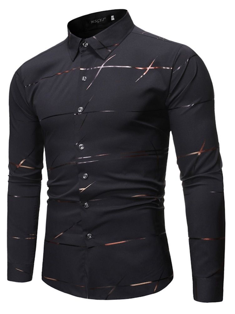 Lapel Print Casual Slim Enkelknäppt Dragkedja