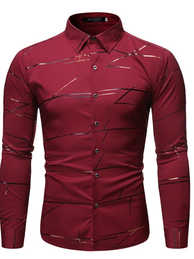 Lapel Print Casual Slim Enkelknäppt Dragkedja
