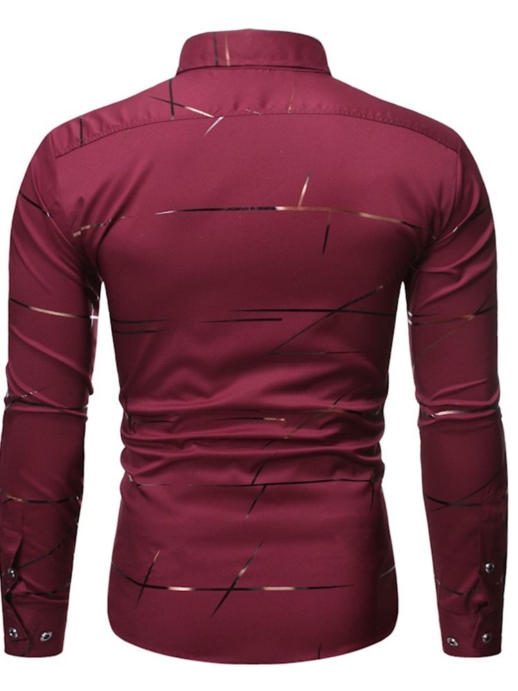 Lapel Print Casual Slim Enkelknäppt Dragkedja