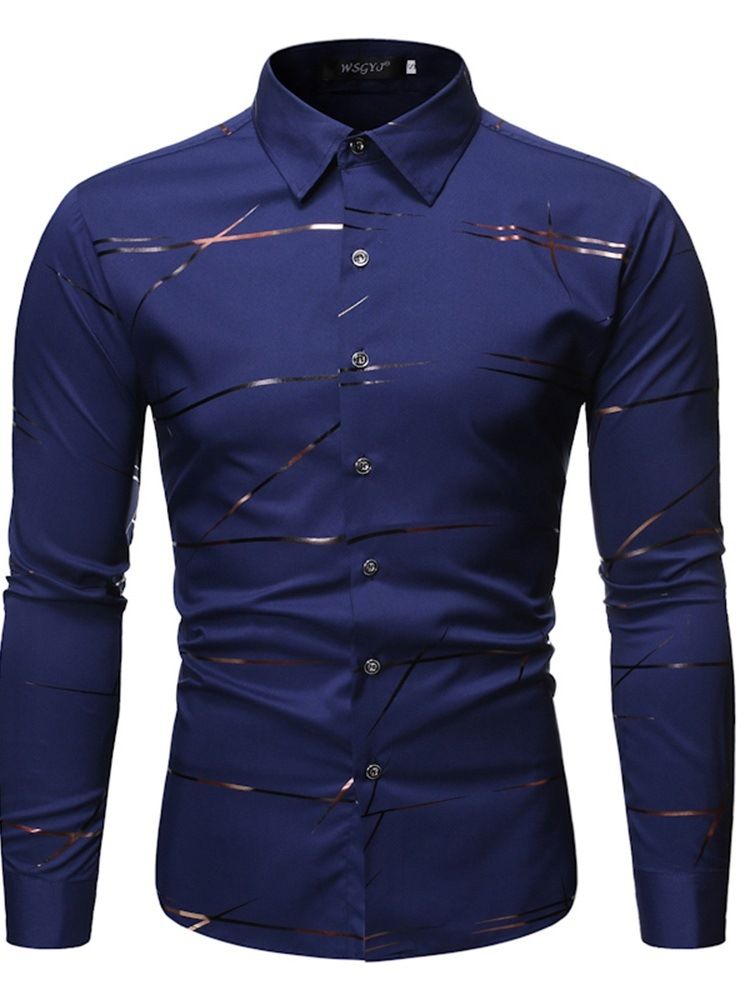 Lapel Print Casual Slim Enkelknäppt Dragkedja