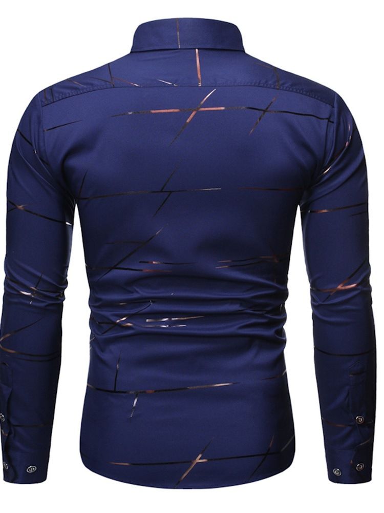 Lapel Print Casual Slim Enkelknäppt Dragkedja