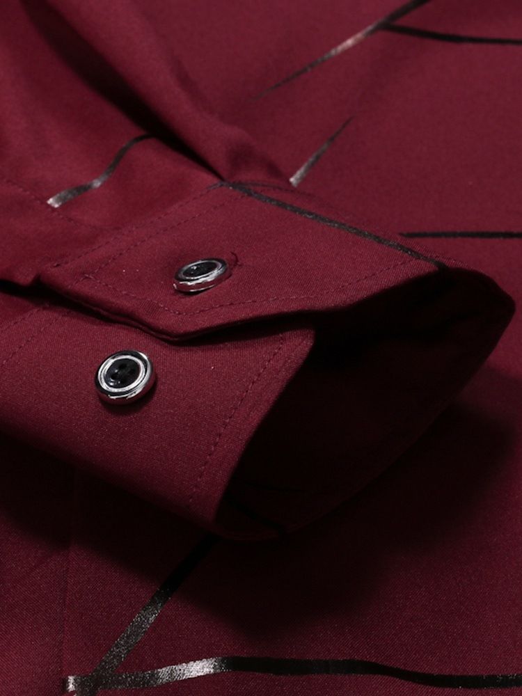 Lapel Print Casual Slim Enkelknäppt Dragkedja