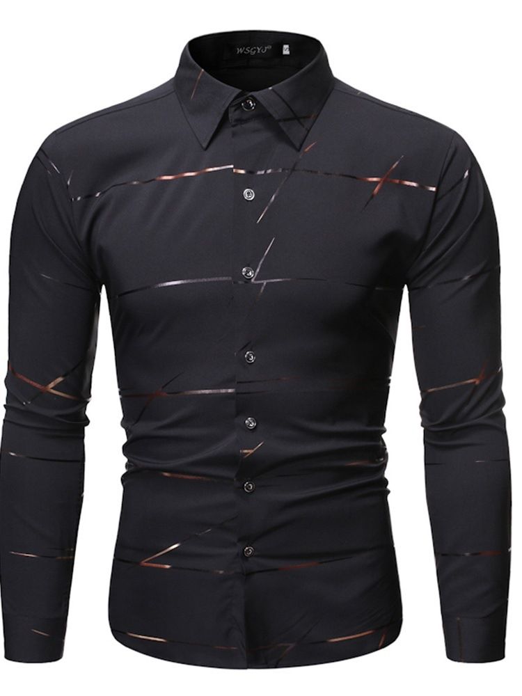Lapel Print Casual Slim Enkelknäppt Dragkedja