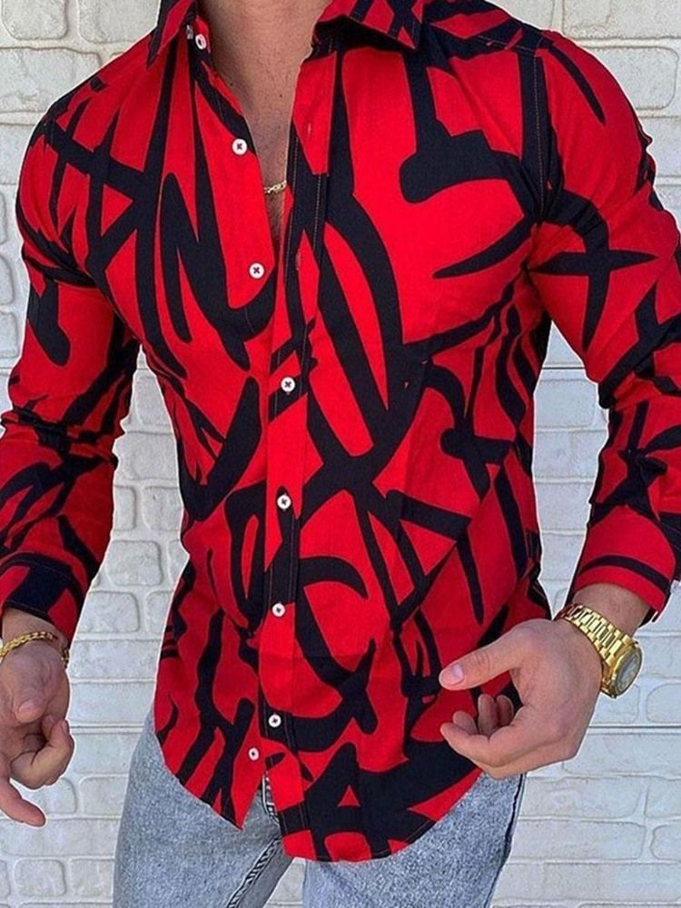 Lapel Print Enkelknäppt Vårskjorta