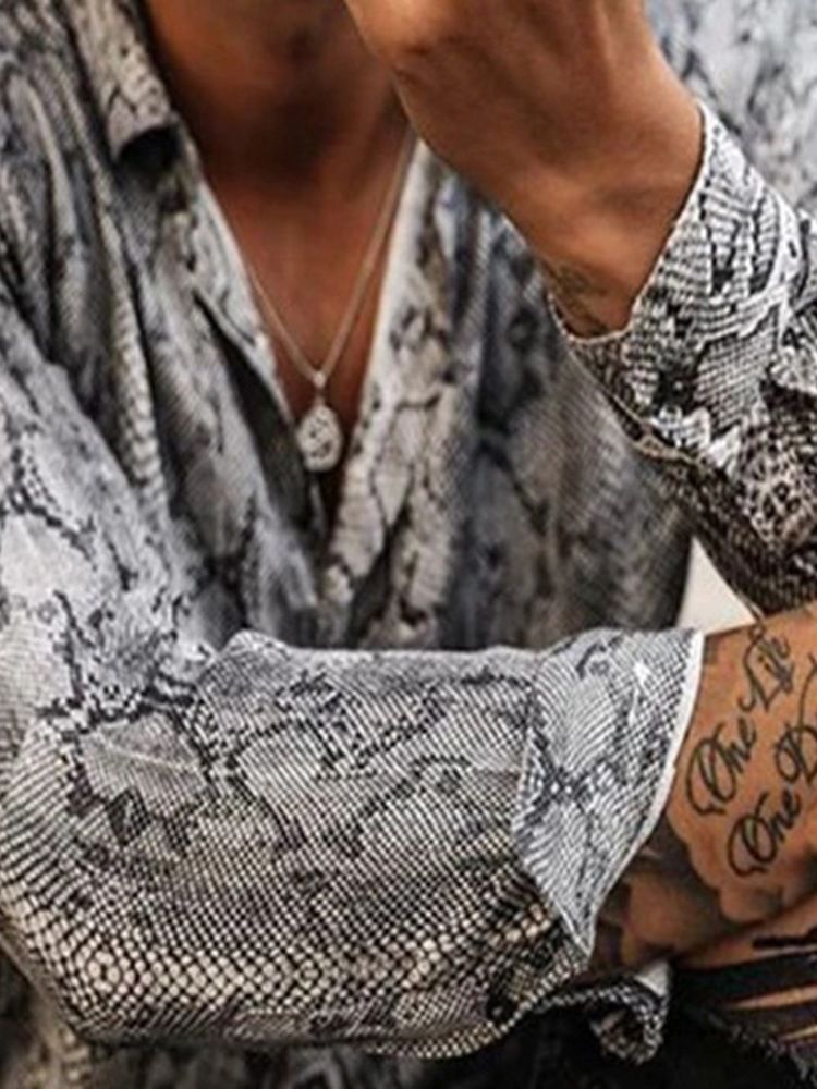Lapel Print Loose Fall Casual Shirt