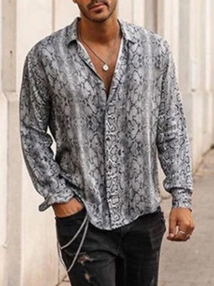 Lapel Print Loose Fall Casual Shirt