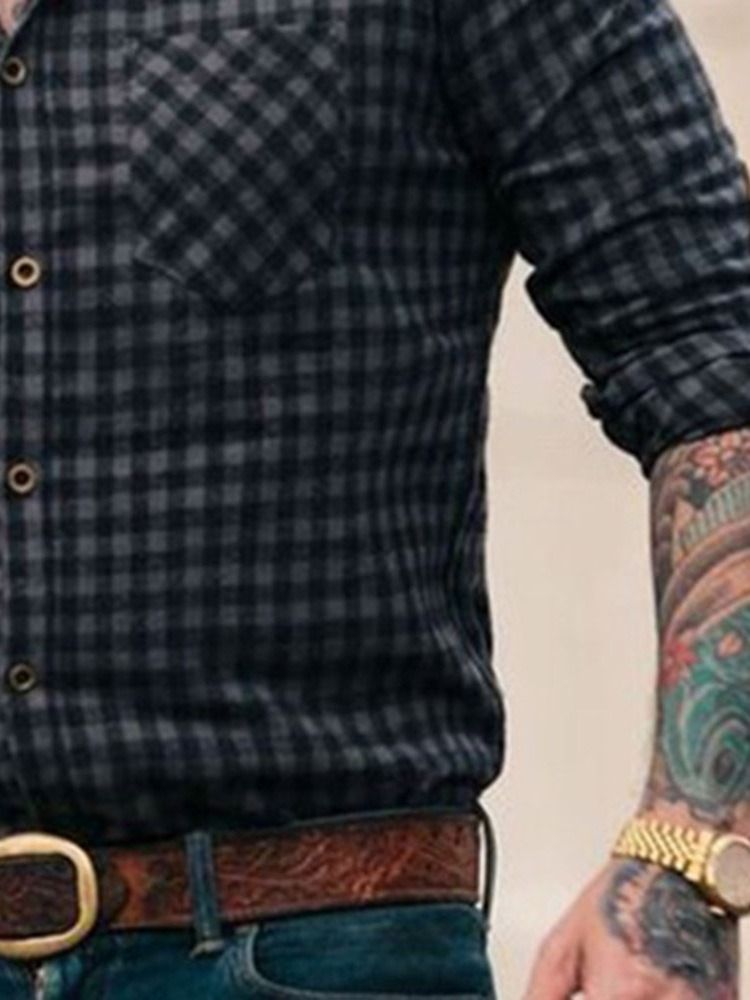 Lapel Print Ol Rak Skjorta För Män