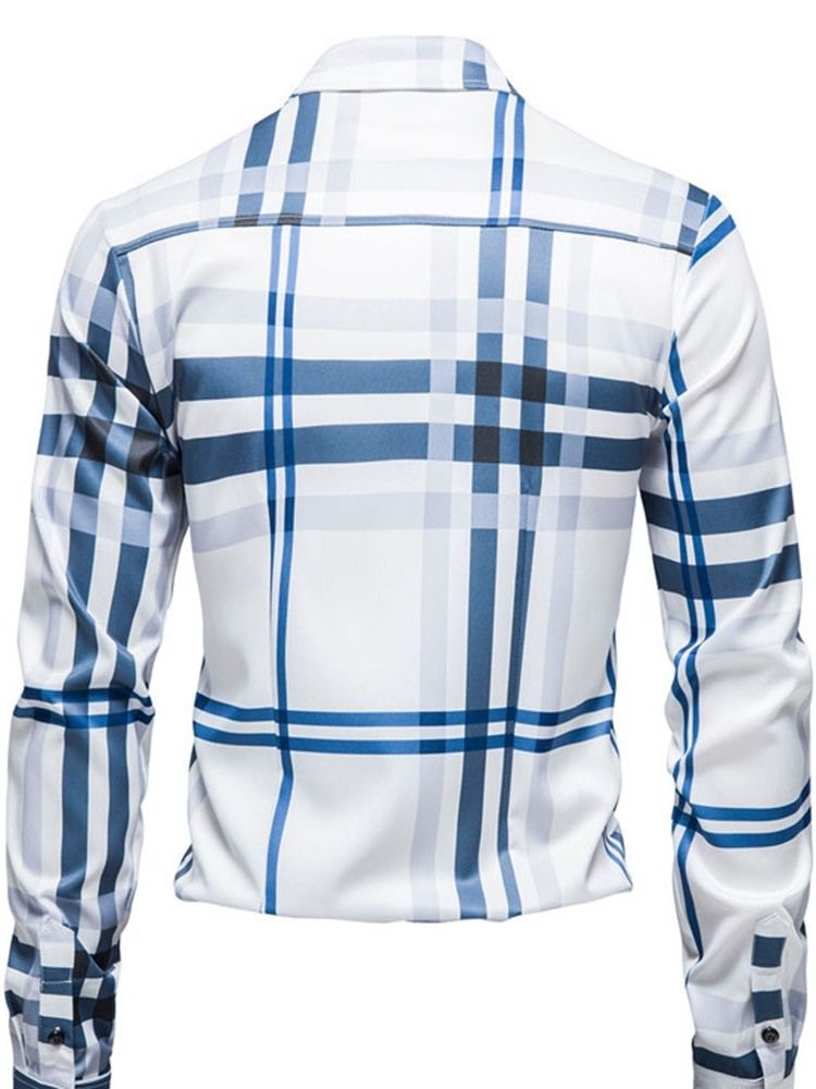 Lapel Print Ol Slim Enkelknäppt Skjorta