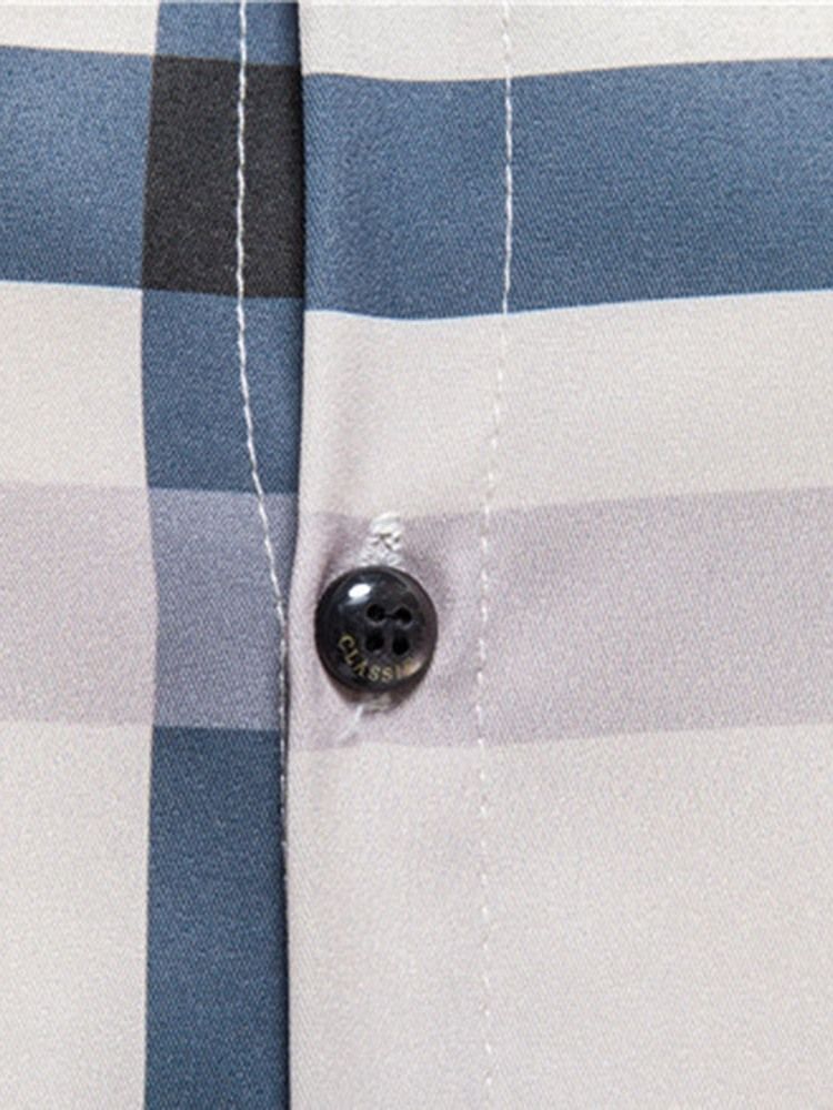 Lapel Print Ol Slim Enkelknäppt Skjorta