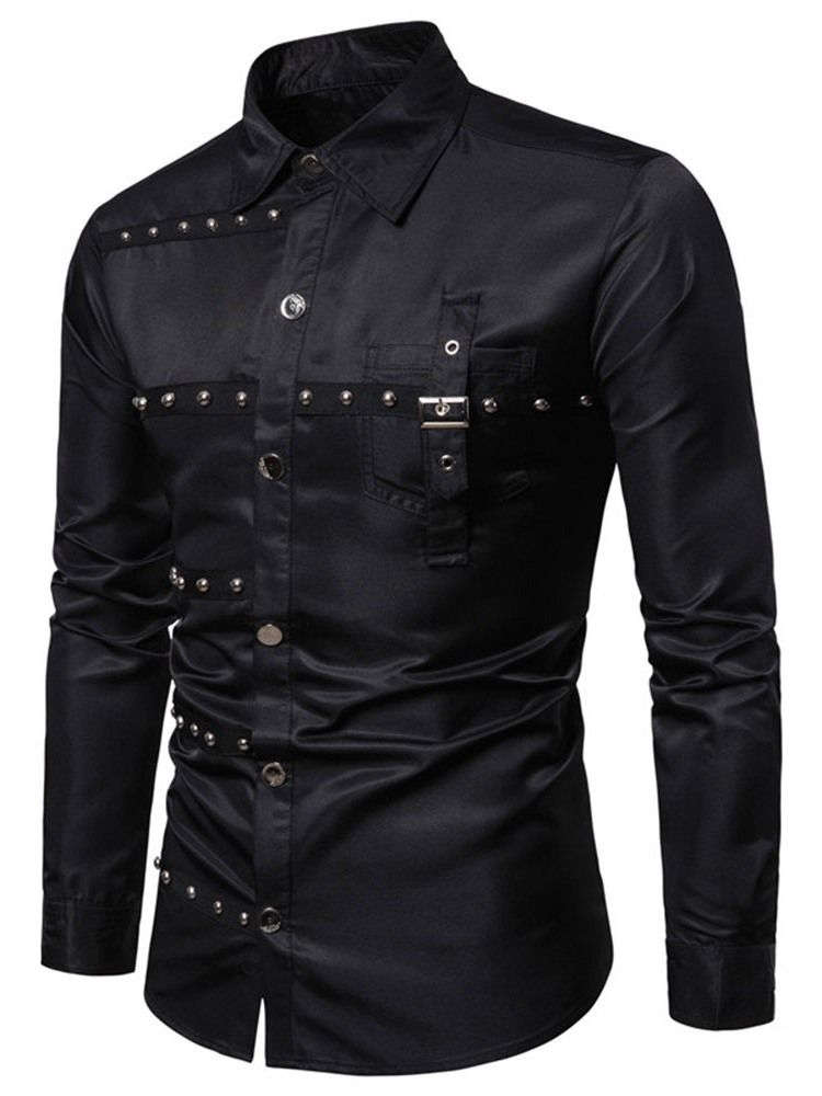 Lapel Rivet Fashion Slim Enkelknäppt Skjorta