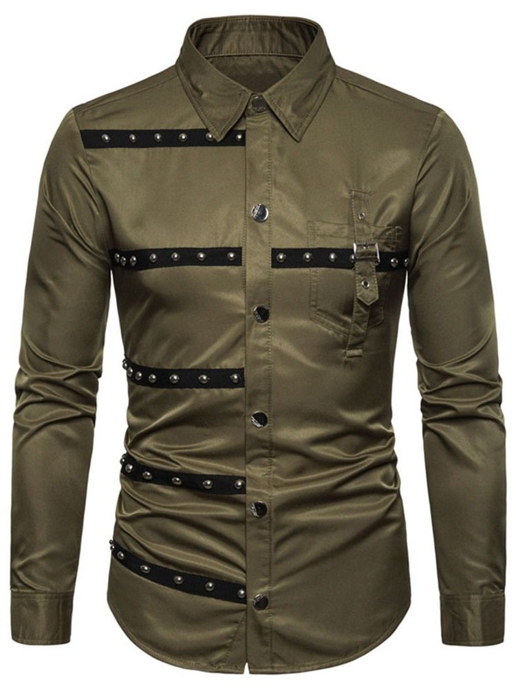 Lapel Rivet Fashion Slim Enkelknäppt Skjorta