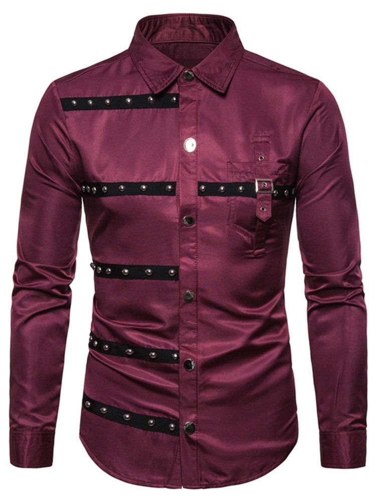 Lapel Rivet Fashion Slim Enkelknäppt Skjorta