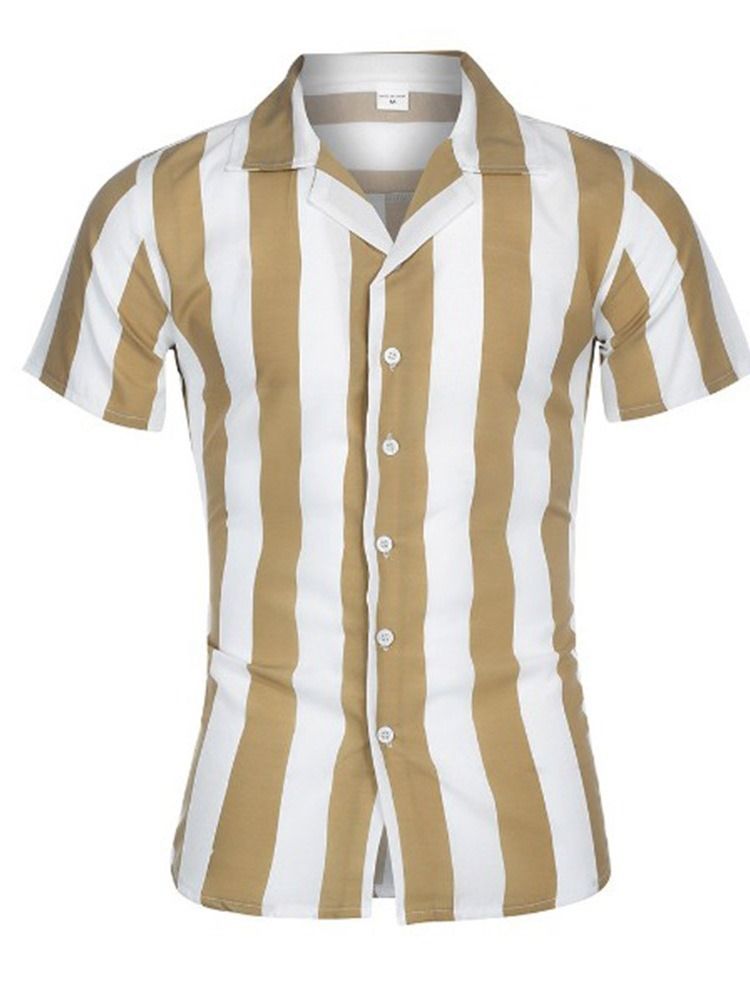 Lapel Stripe Enkelknäppt Slim Shirt
