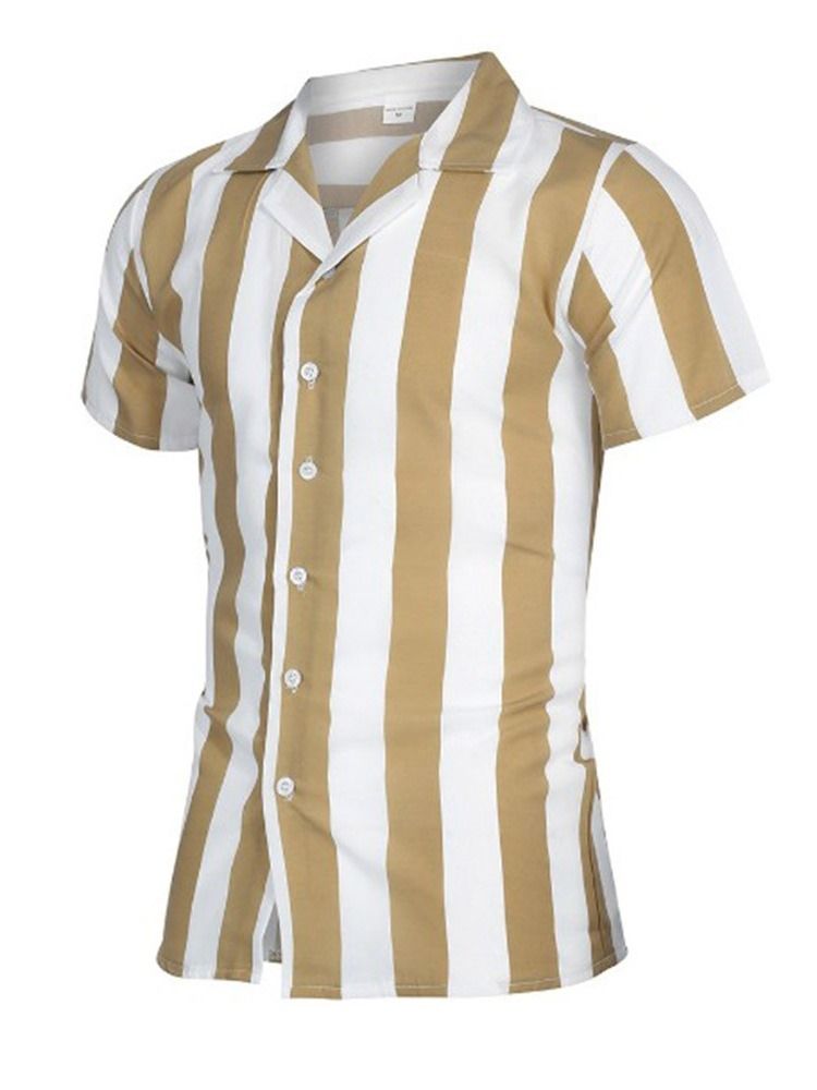 Lapel Stripe Enkelknäppt Slim Shirt