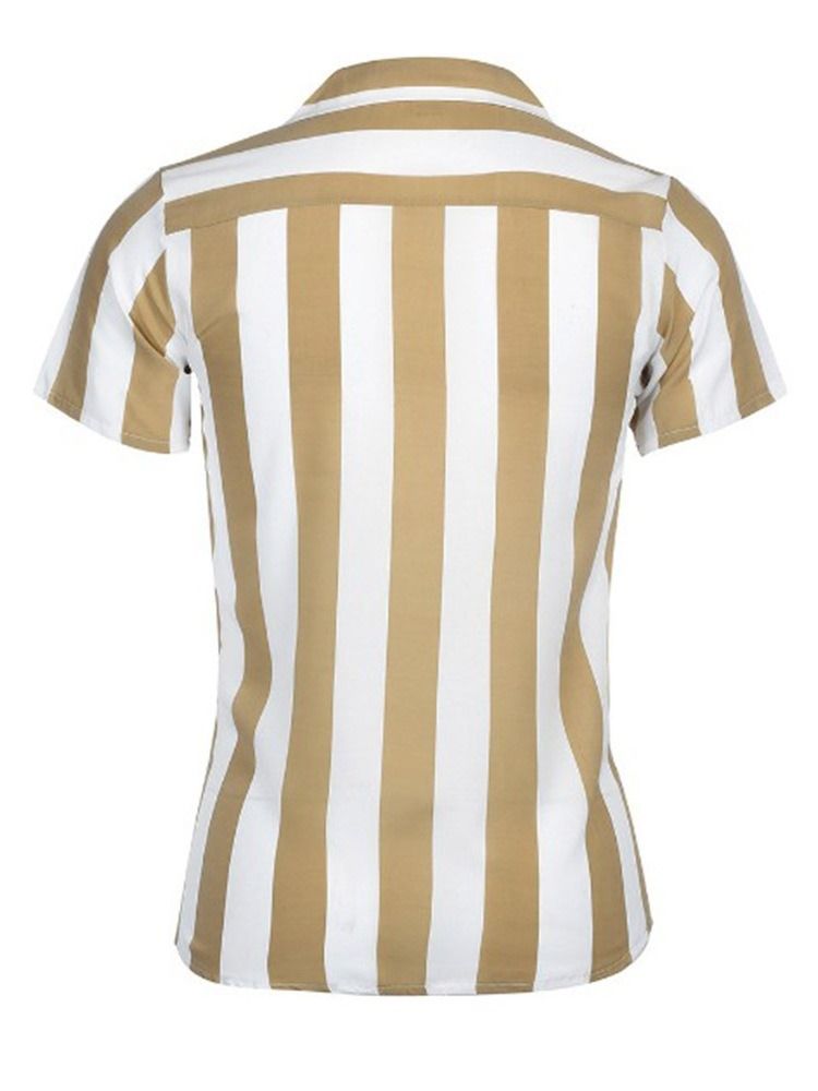 Lapel Stripe Enkelknäppt Slim Shirt