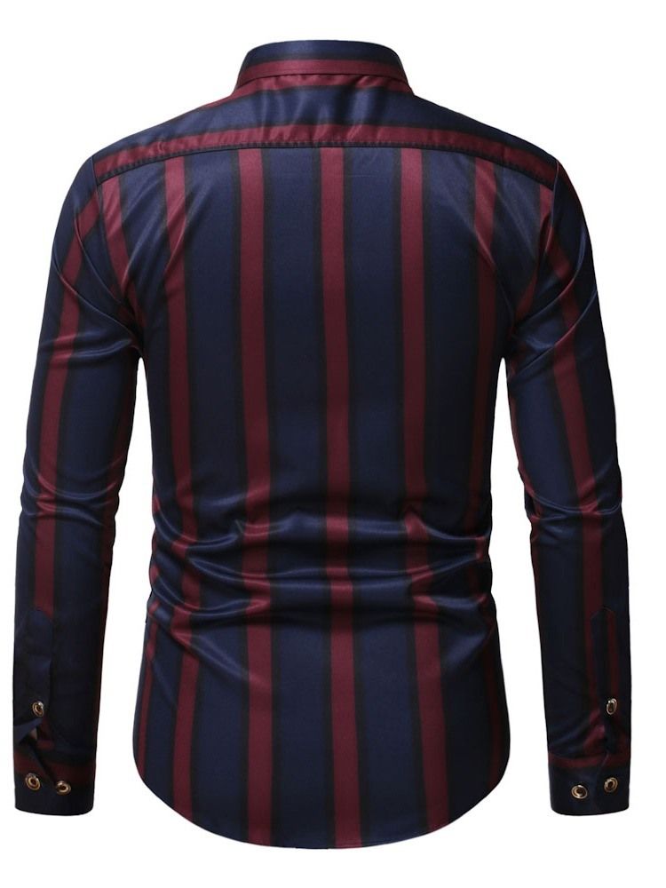 Lapel Stripe Ol Enkelknäppt Lös Skjorta