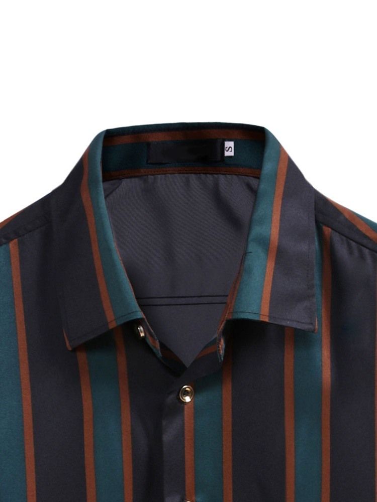 Lapel Stripe Ol Enkelknäppt Lös Skjorta