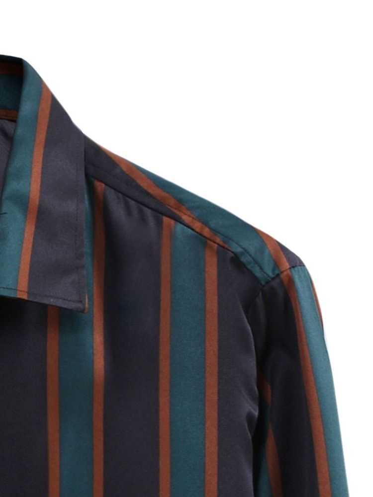 Lapel Stripe Ol Enkelknäppt Lös Skjorta