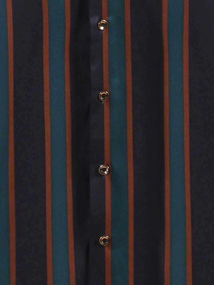Lapel Stripe Ol Enkelknäppt Lös Skjorta