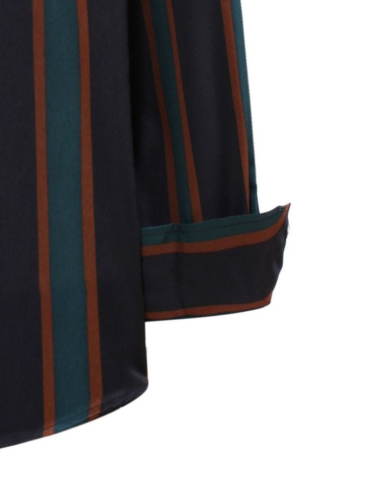 Lapel Stripe Ol Enkelknäppt Lös Skjorta