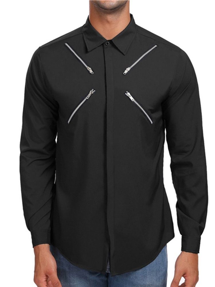 Lapel Zipper Casual Slim Enkelknäppt Tröja För Män