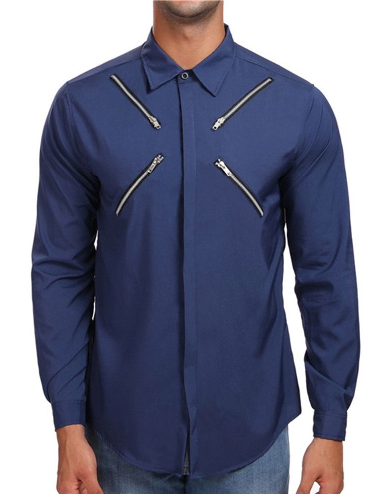 Lapel Zipper Casual Slim Enkelknäppt Tröja För Män