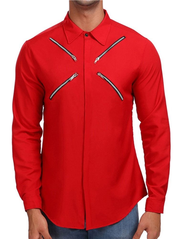 Lapel Zipper Casual Slim Enkelknäppt Tröja För Män