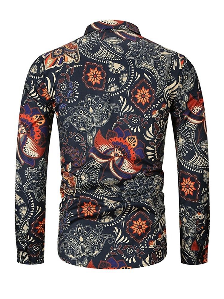 Lapeltryckt Button Up Herr Casual Spring Shirt