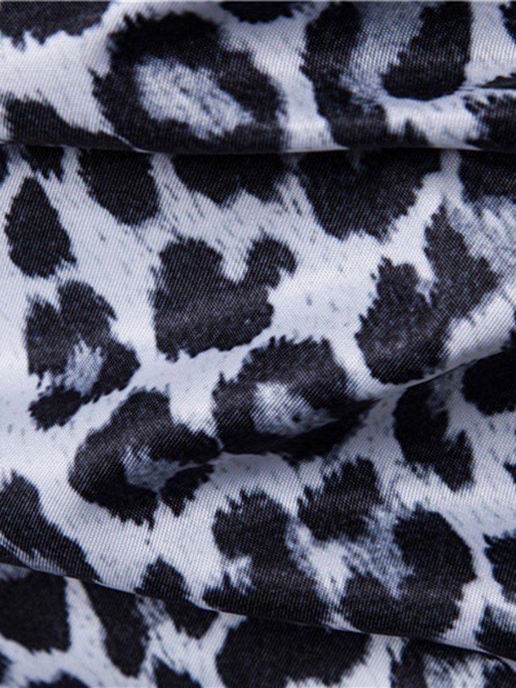 Leopardtryckta Lapel Slim Mäns Fritidsskjortor