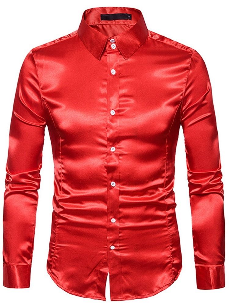 Mode Vanlig Lapel Fall Slim Shirt