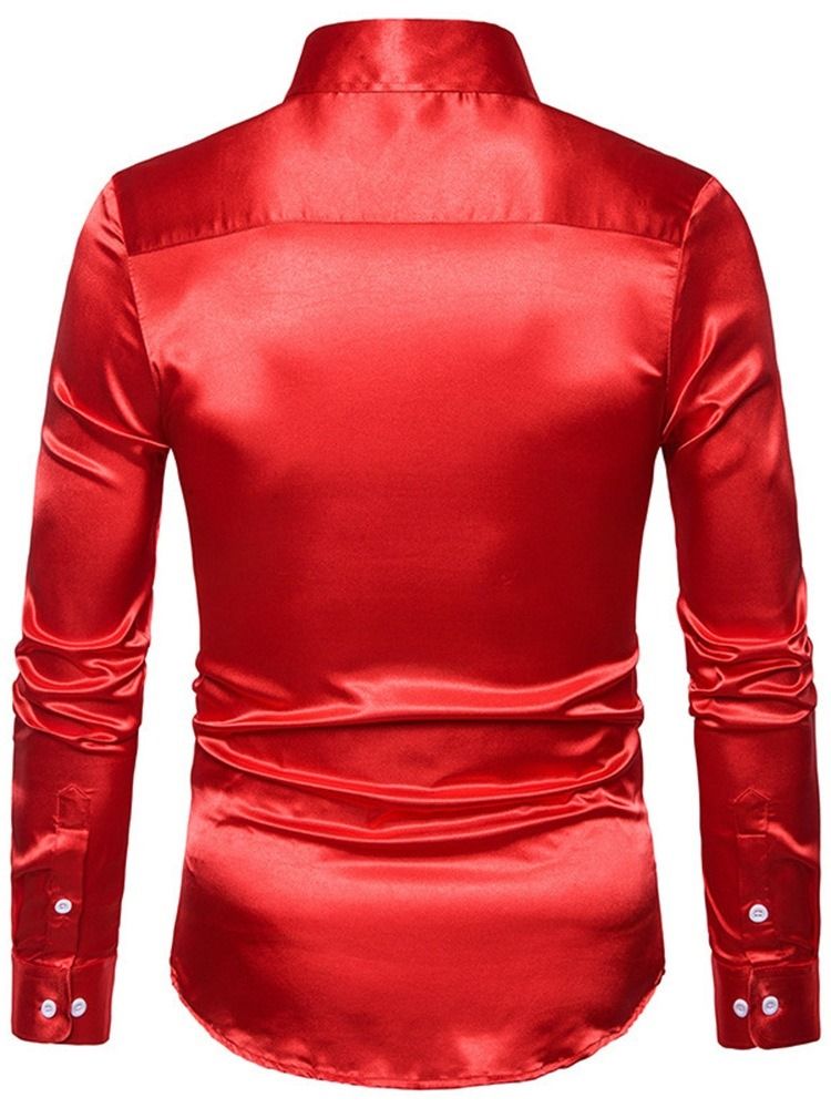 Mode Vanlig Lapel Fall Slim Shirt