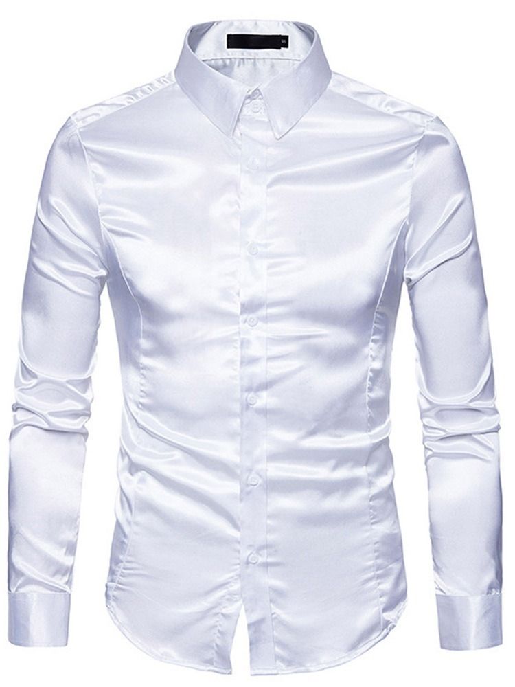 Mode Vanlig Lapel Fall Slim Shirt
