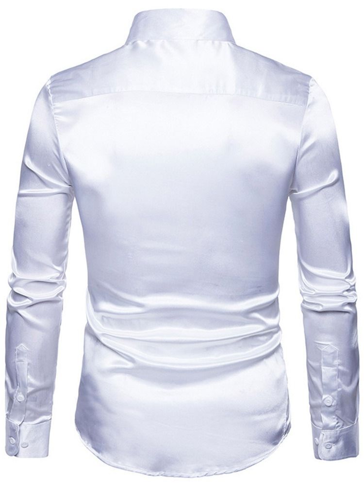 Mode Vanlig Lapel Fall Slim Shirt