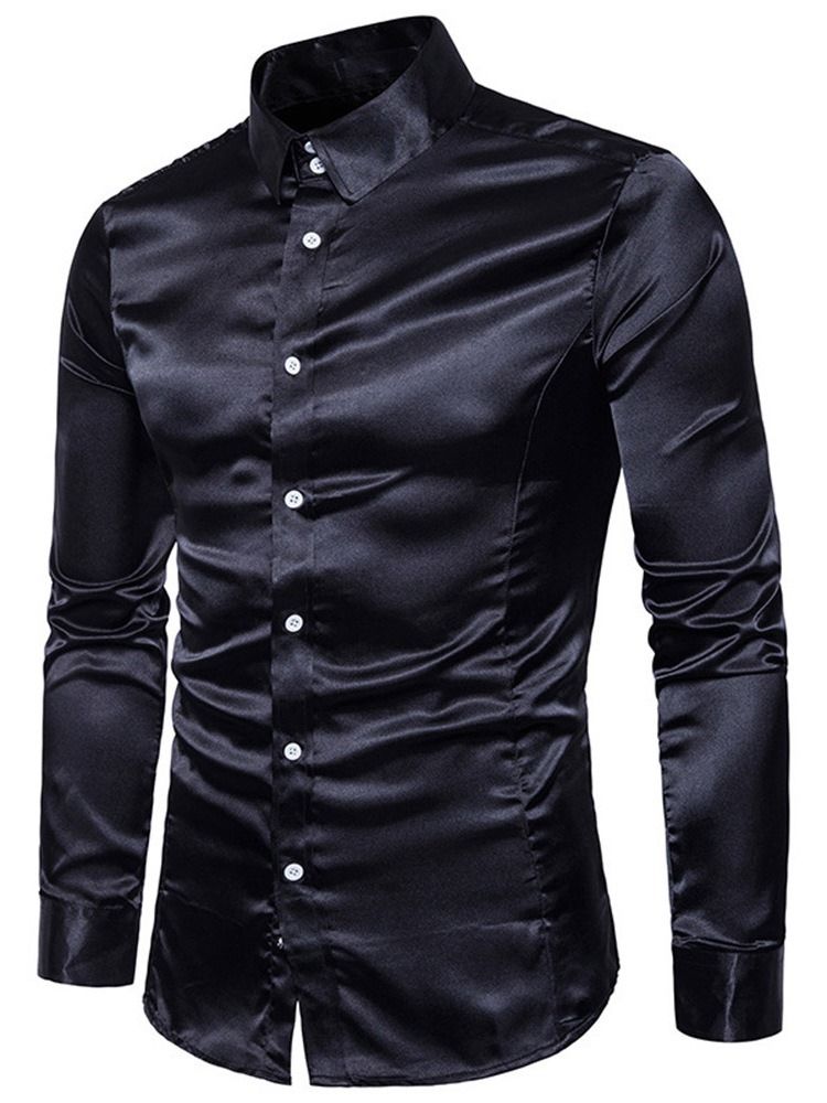 Mode Vanlig Lapel Fall Slim Shirt